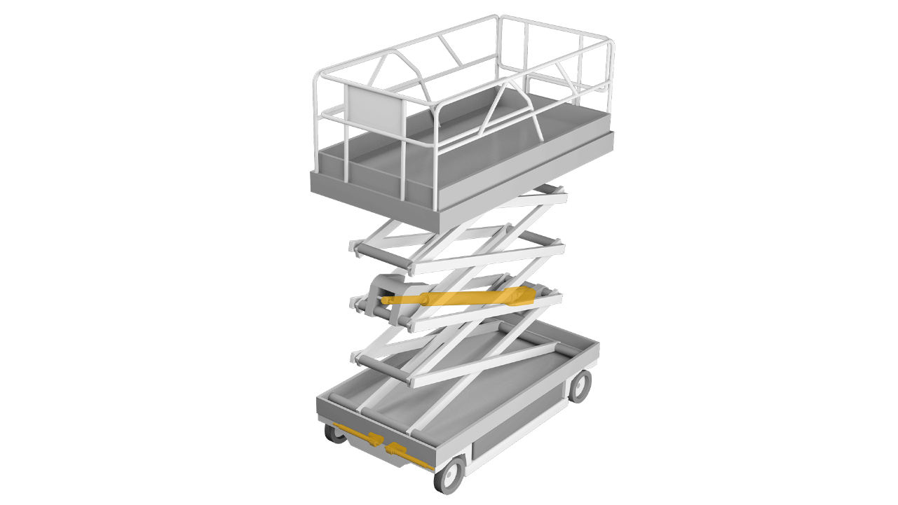 Elevador de tijera con plataforma de trabajo aéreo